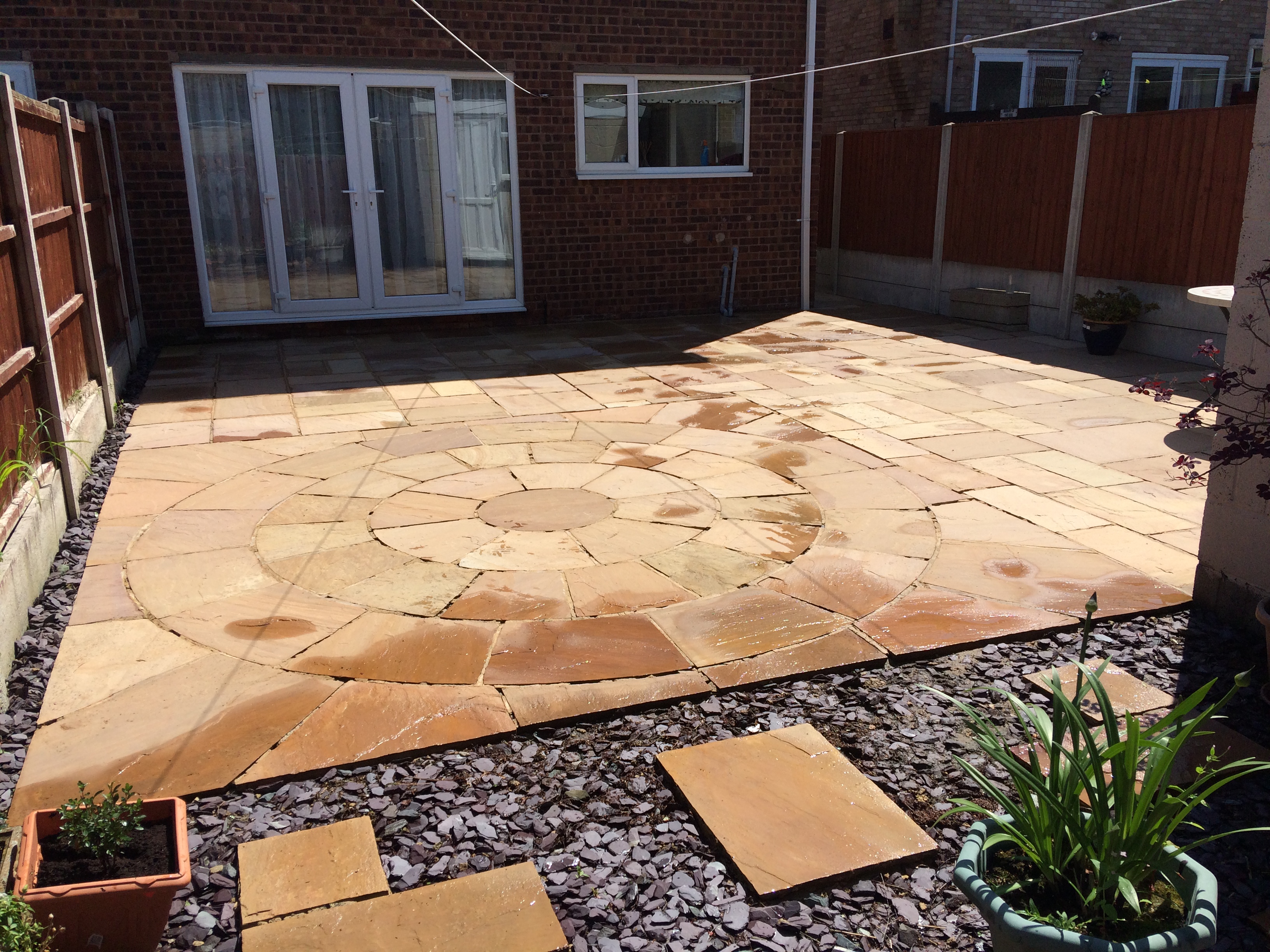 Patio pressure washing after cleaning